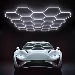 HYPERLITE offers Hexagon Garage Lights, a hexagon led lights Ceiling system designed for Grid Systems. These lights emit a Cool White light, ideal for Car Detailing Garages, Basements, Barbershops，Adjustable Lighting Options，memorialday summervibes