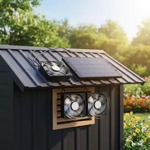 Solar Dual Fan Ventilation System - Weatherproof & Quiet for Greenhouse, Coop, Shed, RV, Warehouse | Portable Cooling Device, No Electricity Needed, Exhaust Fan, Ventilation Fan Booster