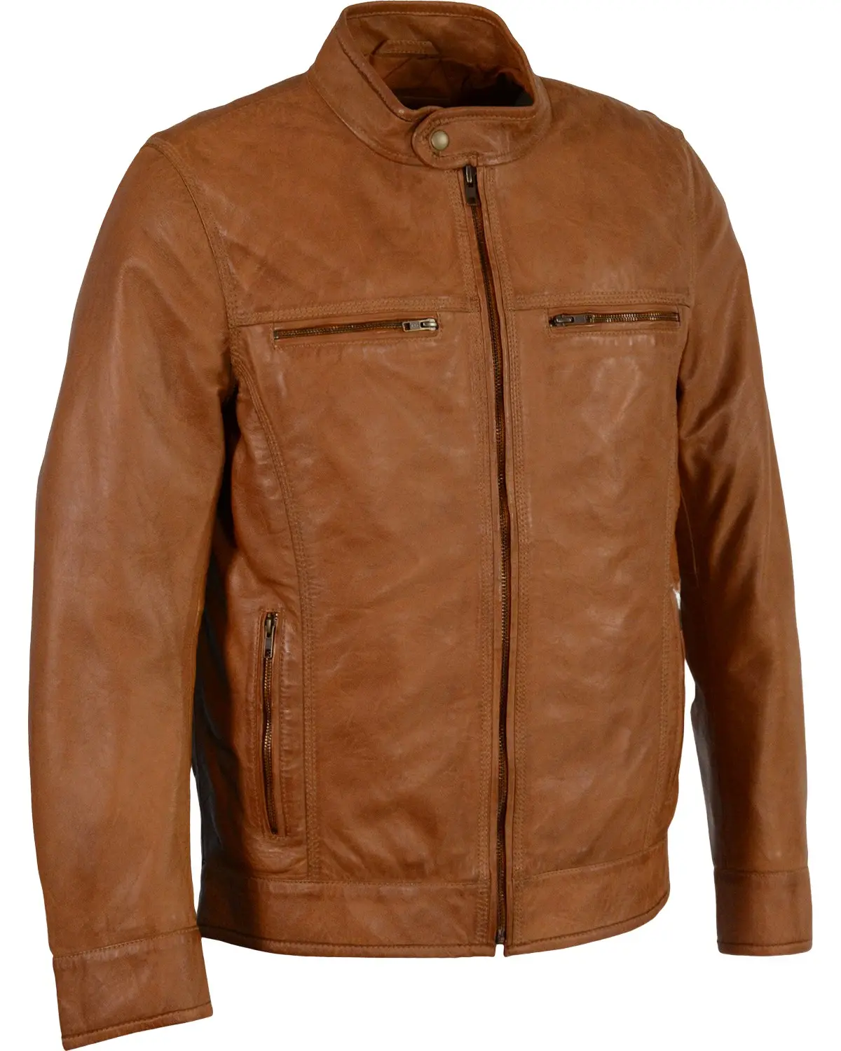 Milwaukee Leather Men's Men'S Zip Front Classic Moto Jacket 5X - Sfm1865-Saddle-5X