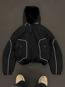 Men's Decorative Line Hooded Functional Jacket, Lightweight Waterproof Fabric, 3D Pockets, Outdoor Hiking, Daily Commute, Multiple Sizes Available, Casual Wear Coat, Streetwear Jackets, Long Sleeve