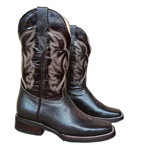 Men's Rodeo Style Brown Leather Boots