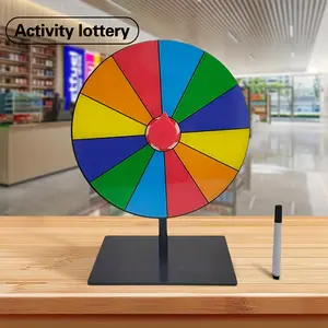 1pc Lucky Big Spinner Wheel - Manual Colorful Roulette Wheel with Adjustable Markers, Sturdy Stand & Free Pen for Events, Raffles, Classrooms, Retail Stores