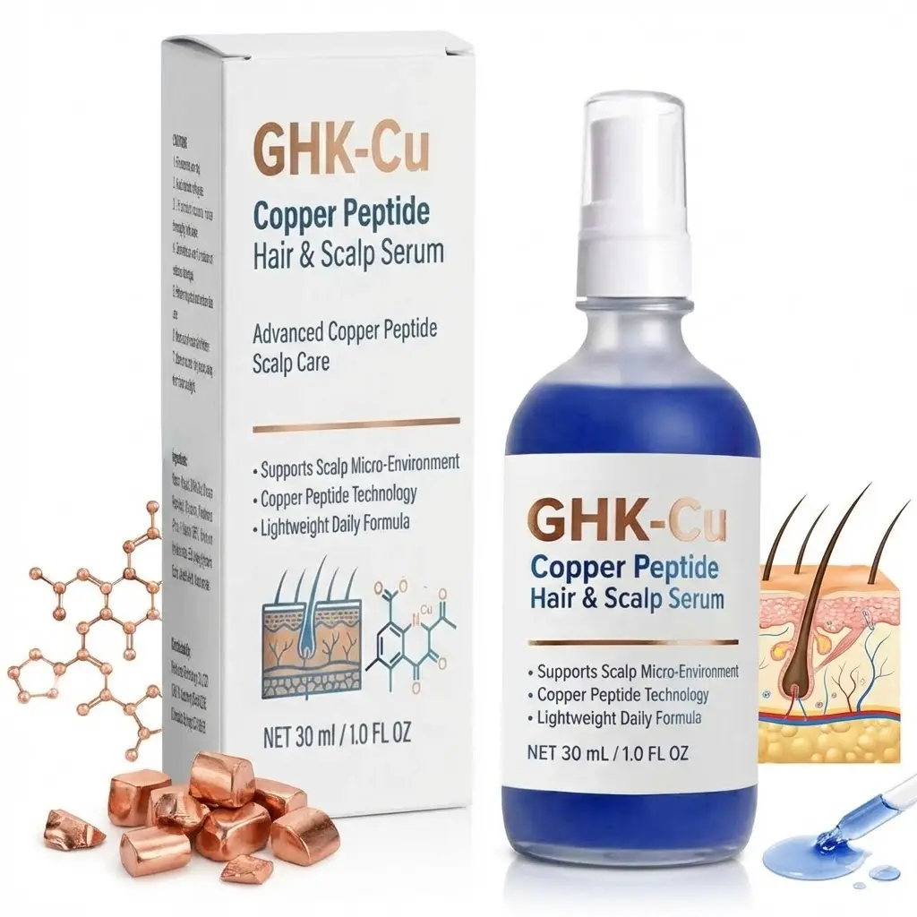 Hair & Scalp Serum with GHK-Cu Copper Peptide for Thicker, Stronger Hair, Lightweight Strengthening Treatment for Follicle Vitality, Daily Haircare for Adults, 30 ml