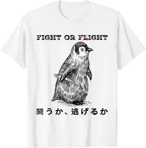 Funny Fight Or Flight Meme Penguin With Knife Vintage T-Shirt