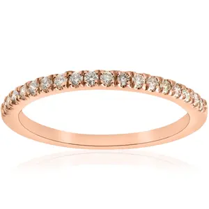 1/4ct Diamond Ring Stackable Engagement Womens Wedding Band 14K Rose Gold