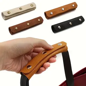 2pcs PU Leather Handbag Handle Covers with Safety Snap Button, Non-Slip Wear-Resistant Protector for Bags, Durable Luggage Handle Wraps, Removable Accessory