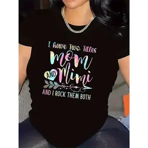 Polyester Short Sleeve T-Shirt for Mom and Mimi, P