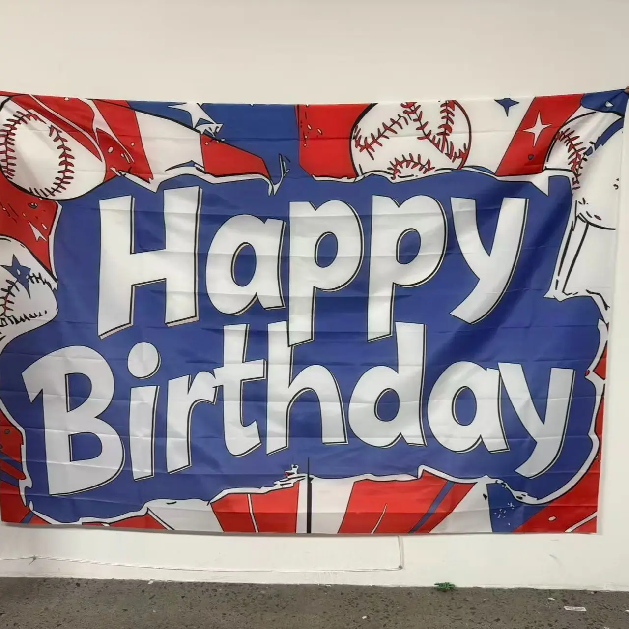 Baseball Birthday Background Banner, Baseball Themed Happy Birthday Banner, Wall Decor for Home Party Garden, Party Supplies, Ornaments