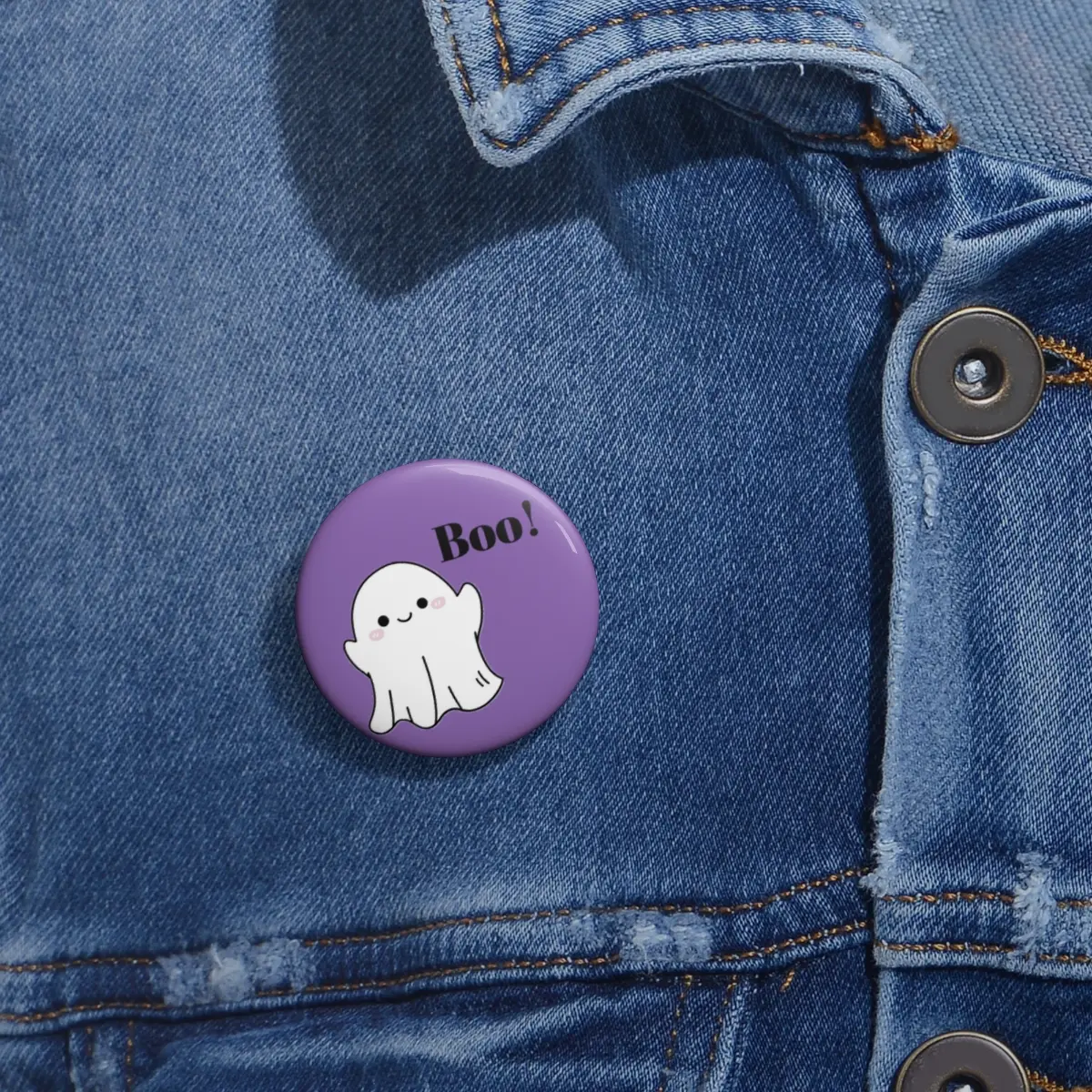 Ghost Boo! Halloween Pin - Custom Pin Buttons, Cute Halloween Badge, Spooky Ghost Pin, Halloween Party Favor, Trick or Treat Pin