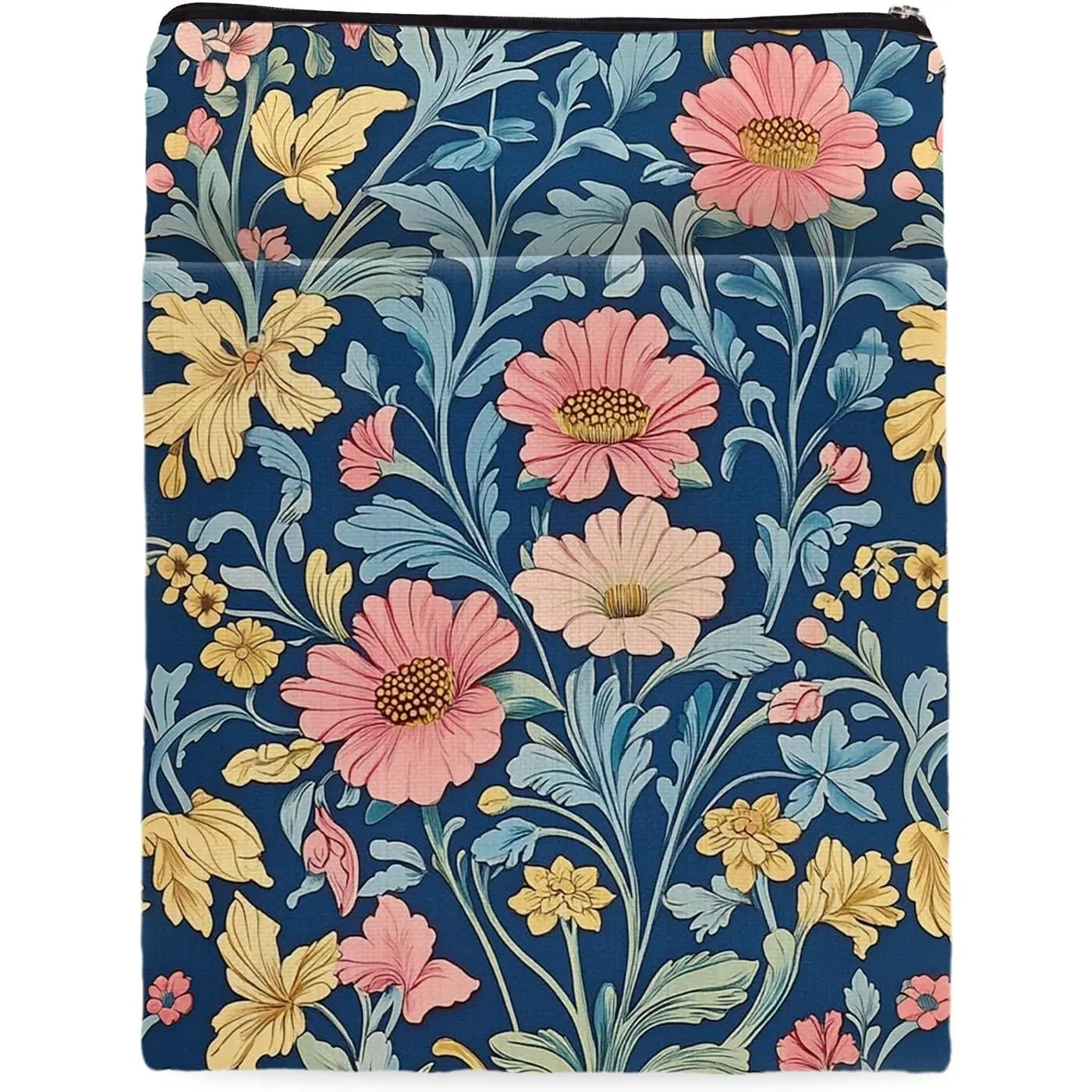 William Morris Book Sleeve for Book Lovers, Bookish Book Protector with Zipper, Washable Fabric Book Cover for Paperbacks & Hardcovers,11.4 x 9.1Inches (Golden Flower, Medium)