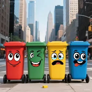 4 Cartoon Face Fun Characters PVC Stickers, Funny Stickers, Glossy & Removable, Indoor/outdoor Use, Perfect for Trash Cans, Fridge, Rvs, Fun Decor Gift Idea, Gift Quality
