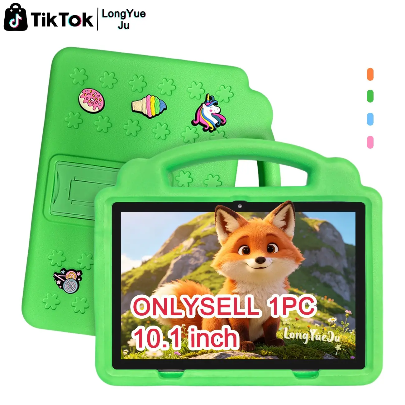 10.1-Inch Kids Tablet, Childrens Tablet with Parental Controls, Drop-Proof Cover, Iwawa Software, Dual Camera, Learning & Entertainment, Father's Day Gift, Rechargeable Learning Tablet