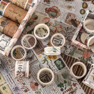Vintage Memory Washi Tape Roll, Adhesive Design for Journal Decoration, Versatile Background Material, DIY Crafts, Gift Wrapping, Diary, Glue Tape