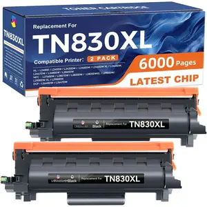 Compatible TN830XL Toner  for  TN830XL TN830 XL Toner use with HL-L2460DW HL-L2405W HL-L2480DW HL-L2400D MFC-L2820DW MFC-L2820DW XL DCP-L2640DW Printer (2 Pack Black)