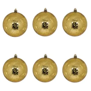4" Gold Shiny Mercury Ball Ornament, 6 per Bag