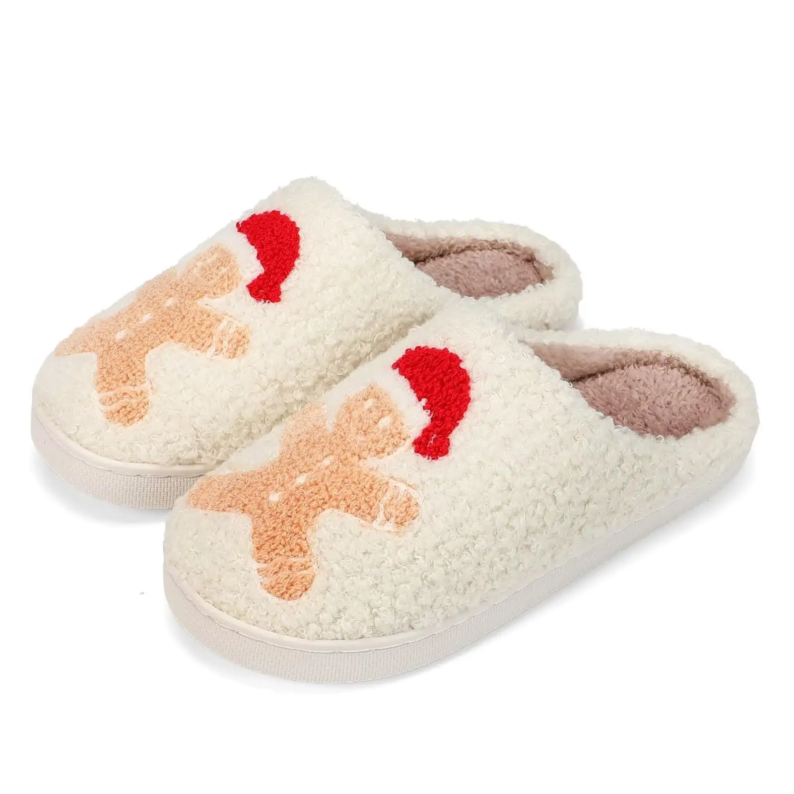 Women's Cute Christmas Slippers, Fuzzy Smiley Face Indoor Shoes with Cozy Memory Foam and a Non-Slip Sole for Kitchen & House, Cute Slippers, Slipper Shoes