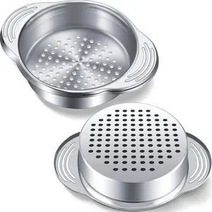 Tuna Can Strainer Stainless Steel Food Can Strainer Sieve Metal Tuna Press Lid Canning Colander Oil Drainer Tuna Can Filter for Beans Vegetables