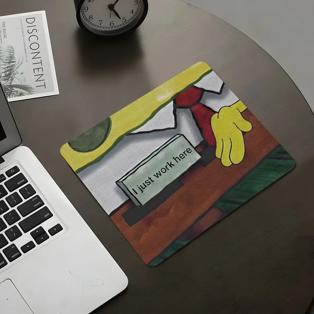 Funny Square Mouse Pad, I Just Work Here Design Desk Mat, Desktop Decorative Protective Pad, Small Non-slip Mousepad, Computer Mouse Pad, Gaming Mouse Pad for Laptop, Work, Family, Desktop Accessory