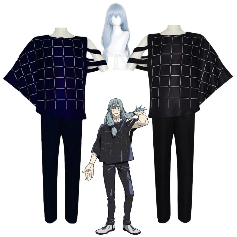 Mahito Jujutsu Kaisen Anime Costumes Menswear Set - 3-Piece Top, Pants, A3 Costume Wig, 1 Size for Halloween Party, Comic Con, One Size