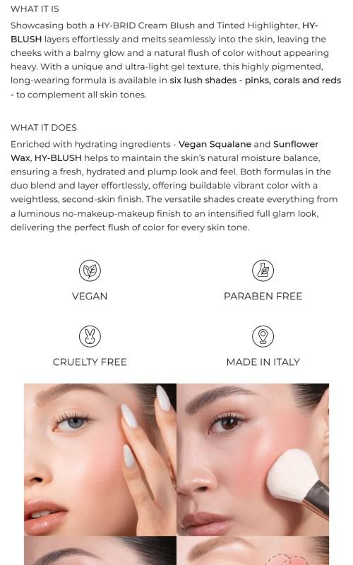 Natasha Denona HY-BLUSH Cream Blusher Highlighter Matte Glam - Vegan Formula with 6 Shades for Home Decor & Personal Use 10g - Glow