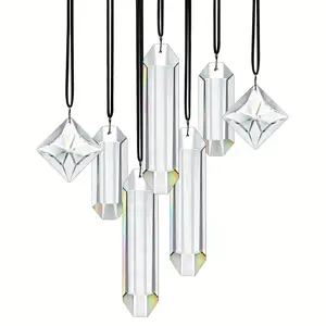 7-Piece Transparent Crystal Prism Sun Catcher Light Hanging Room Decor, Rainbow Maker Sun Catcher for Windows Balcony Kitchen Garden Decoration