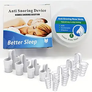 4pcs Mini Snore Stopper Nose Clips with Storage Box - Silicone Anti-Snoring Device for Better Sleep, Hollow Design