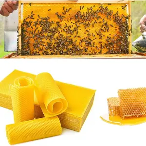 Natural Bee Wax Honeycomb Base Sheets 30pcs, Garden Beekeeping Nest Frame Foundation, Beekeeping Equipment Supplies, Home DIY Handmade Candle Beeswax Slices, DIY Candle Making, Gardening Tool, Hives
