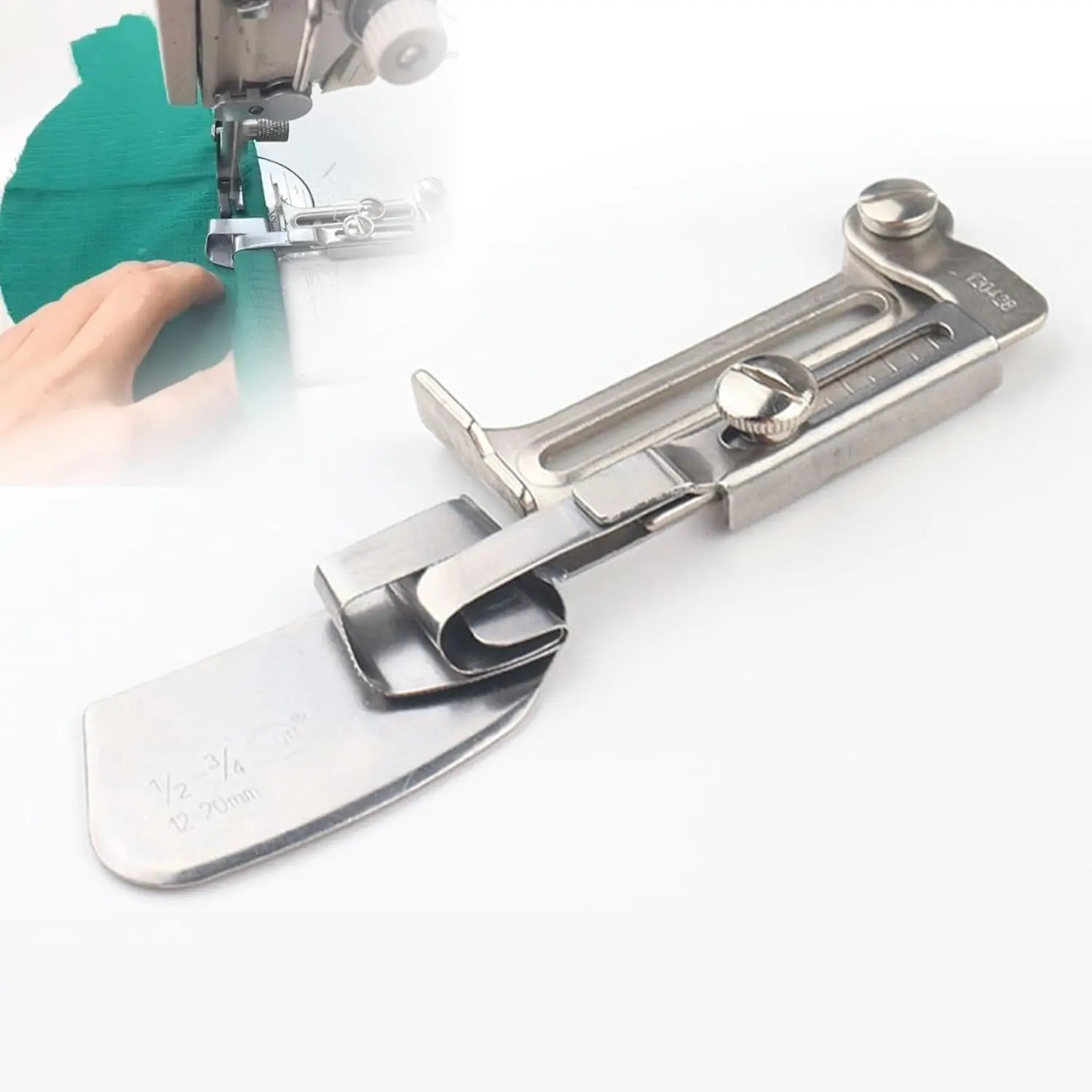 Sewing Rolled Hemmer Foot for  Maquina de Coser,  Adjustable Width Rolled Hemmer Foot, Sewing Machine Rolled Hem Attachment Hemming Tool (12-20MM)
