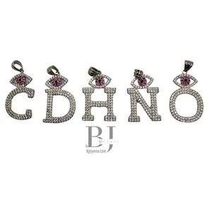 LETTER WITH PINK TURKISH EYE PENDANT