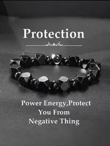 Natural Obsidian Agate Bracelet, Energy Healing Bracelet, Elegant Bangle, Root Chakra Protection Stone, Men's Energy Jewelry, Boost Confidence & Stability In Energy Fields Gift