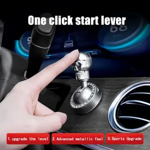 Car Interior One-Button Start Lever, Innovative Skull Head Starter Decoration, Quick Access Key Button Protector, Universal Fit, Car Accessories