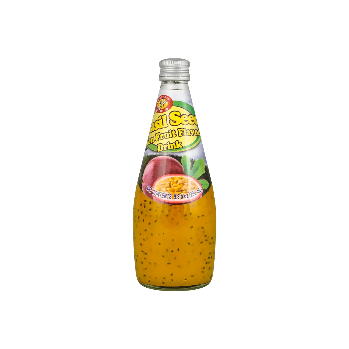 HONEYBEE Thai Passion Fruit Basil Seed Drink 290ml - Refreshing Tropical Juice Beverage