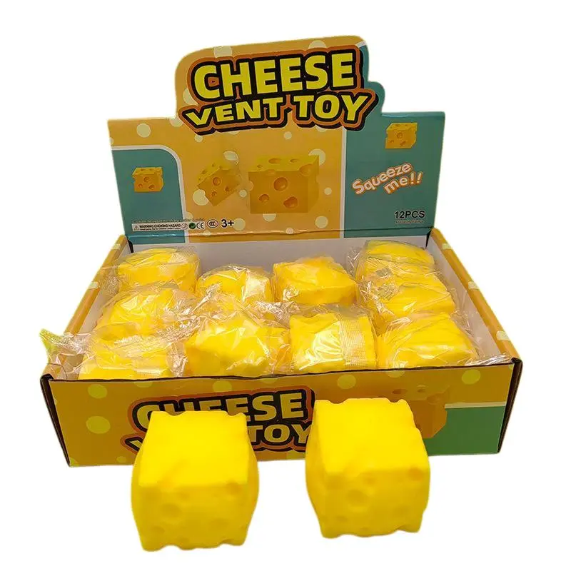 Squishy Cheese Block - Yellow, moldable fidget Toy with Squeeze Feature, Ideal for Play and Relaxation