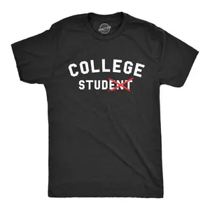 Mens College Stud T Shirt Funny Sarcastic Student Tee Mens Funny T Shirts Cool Vintage Fashion T-Shirt Gift Classic Menswear Funny Nerd Short Sleeve Novelty Tees for Guys Black