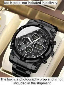 Men's Business Fashion Round Dial Analog-digital Quartz Wristwatch, Fashion Watch with Calendar, Daily Clothing Decor, Trendy All-match & Exquisite Watch for Birthday Gift with Box, Business Fashion Watches