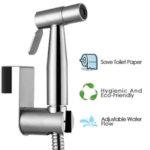 Stainless Steel Modern Shattaf Bidet Sprayer Kit - Handheld Toilet Hose with US Standard Adapter, Durable, Leak-Proof, Easy-to-Install for Home, RV Use, Modern Bidet Sprayer