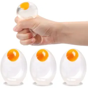 Funky Egg Squishy Ball - Clear Stress Relief Toy for Kids & Adults Anxiety Reducer, Squeeze Splat Sensory Fidget Toys #VHH