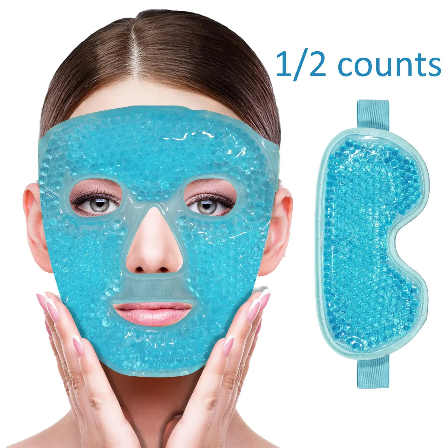 Blue Gel Cooling Ice Mask, Skin Care Mask, Beauty Mask, Facial Mask, 1 Count/ 2 Counts Face Mask/ Eye Mask, Reducing Puffiness, Soothing Dark Circles & Migraine Relief