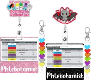 8 count Phlebotomist Nurse Accessories Set Order of  Draw Beads with Reference Card Nurse Badge Reel Holder Phlebotomist Card Holder ID Name  Tag for Rn  Ma Week