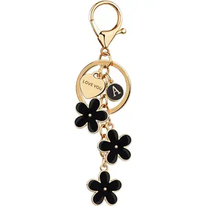 Initial Letter Keychain with Love You Heart, Cute Key Chain Gift for Women Girl, Charm for Keys Handbags Backpacks