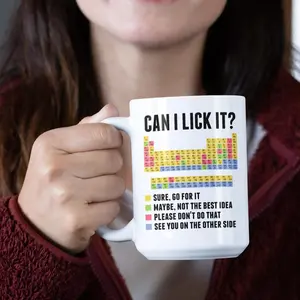 [SALE UP TO 50%] Funny Periodic Table Mug, Can I Lick It Science Cup, Chemistry Teacher Gift, Nerdy Science Coffee