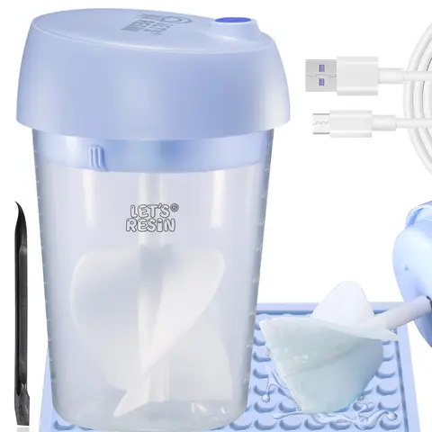 Let's Resin Automatic Electric Mixer with Adjustable RPM Control, 24oz Max Capacity, 1200mah, USB-C Charger, Silicone Cups, 1x Auto Mixer Base, 1x Cleaning Stick - Hands-Free, Easy-Clean for Resin Business, Soap Making