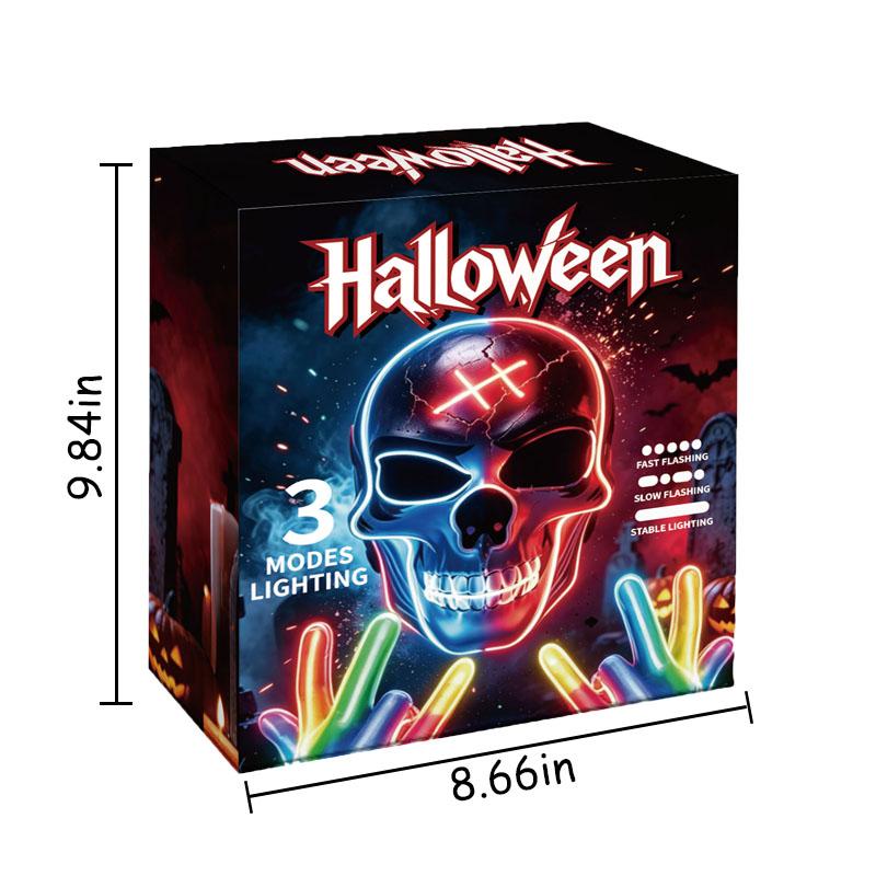 2026 Upgrade Halloween Scary LED Mask LED Skeleton Mask Purge Hacker Mask Glow in The Dark Mask for Halloween Costume Party Creepy Spooky