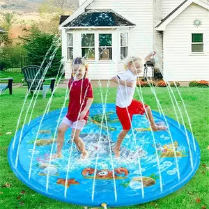39.37 Inches/100 Cm Water Sprinkler Mat Designed for Play, Outdoor Water Summer Toy. This Inflatable Pool Is Suitable for Boys And Girls Aged 3 to 12, Complete with Beach Balls for Added Fun，Backyard Fountain Play Mat & Wading Pool for Pets and kids