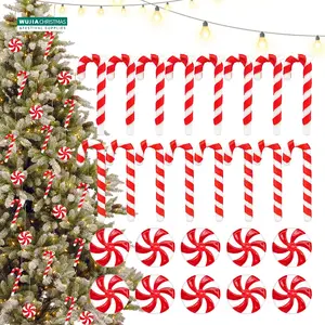 24PCS Christmas Lollipop Pendants Candy Cane Xmas Tree Hanging Ornaments for Christmas Decoration Holiday Party New Year Navidad