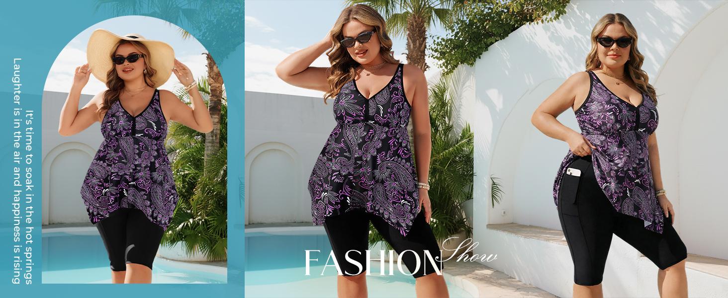 Hanna Nikole Women Plus Size Tankini Swimsuit 2 Piece Bathing Suits with Pockets Flowy Rash Guard Swimwear with Capris Shorts #DealsForYouDays #SummerWins #thememorialdays Hanna Nikole Women Plus Size Tankini Swimsuit 2 Piece Bathing Suits with Pockets Flowy Rash Guard Swimwear with Capris Shorts #DealsForYouDays #SummerWins #thememorialdays