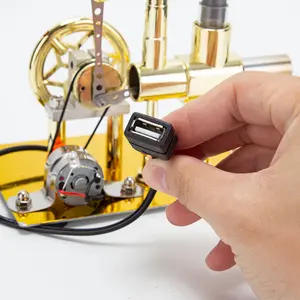 Hot Air Stirling Engine Model with USB Light, DIY Experiment Educational Model