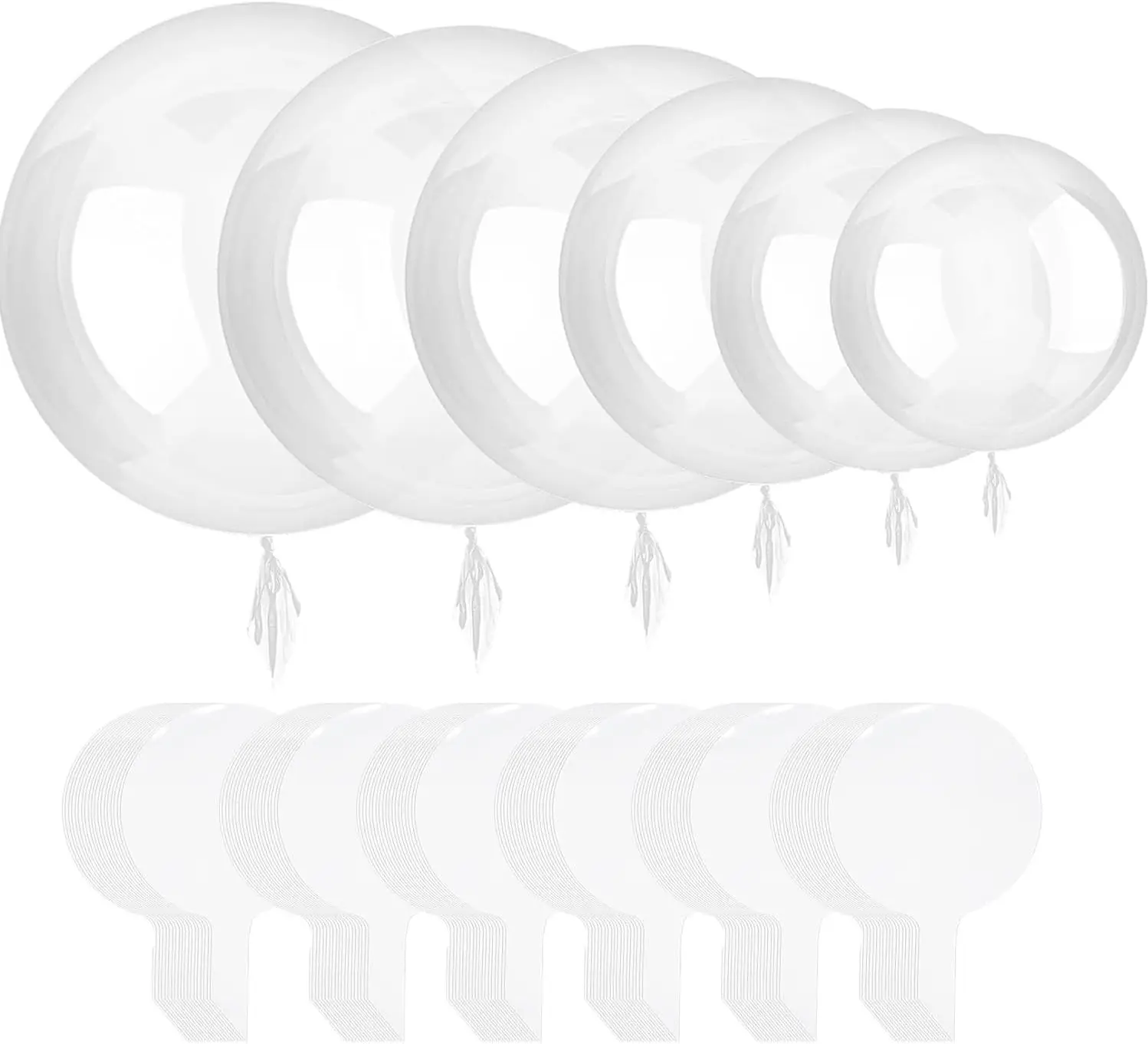 60 count Bobo Balloons, 6 Different Size Clear Balloon for Stuffing Transparent Balloons Set for  Showers Wedding Birthday Christmas Party Decorations (8/11/18/20/24/36-Inch)