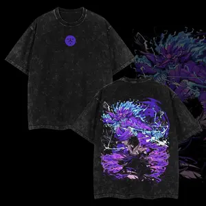 valentine shirts Naruto "Curse and Power – Sasuke’s Susano Final Form" Vintage Oversize Unisex Anime Washed Heavyweight Cotton T-shirt,anime lover,anime merch fan