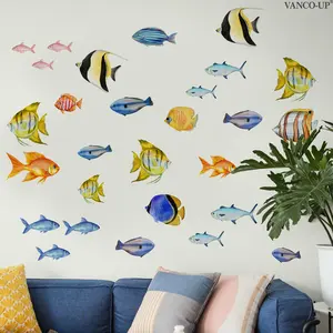 A set (30*30cm*2 pieces) of colorful ocean fish beautiful wall stickers for decorating and beautifying bedrooms, living rooms, and bathrooms (M20363)
